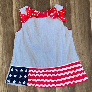 Patriotic Kids Dress with Red and Blue Accents